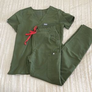 Figs Scrubs Dark Olive Set